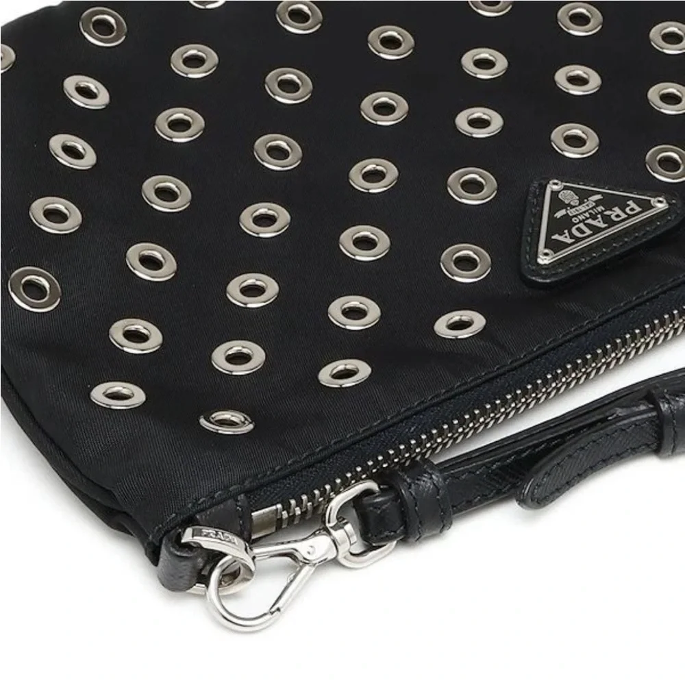 Prada Black Wristlet with Silver Eyelets - Picture 5 of 12